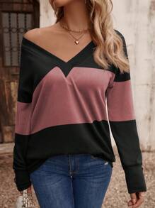 SHEIN LUNE Khối màu Áo thun Thả vai - Nhiều màu - Xem 3