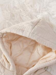 SHEIN Young Girl Solid Zip Up Hooded Padded Coat - Coffee Brown - View 4