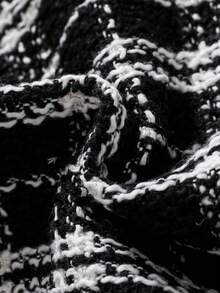 SHEIN 幼兒女孩時尚休閒裝長袖白色泡泡袖上衣黑色格紋裙搭配帽子 - 彩色 - 查看 3