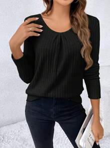 SHEIN Frenchy Women's Long Sleeve Top With Back Hollow Out Design