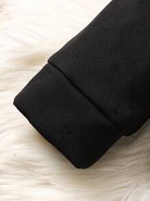 SHEIN Young Girl Contrast Leopard Print Letter Patched Zip Up Jacket - Black - View 3