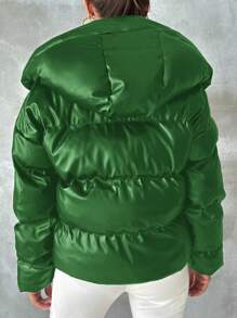 EURMUSE Women'S Hooded Padded Jacket - Green - View 2