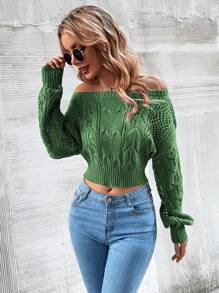 SHEIN Essnce 套頭毛衣 - 綠色 - 查看 1
