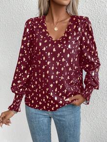 SHEIN Clasi 女士襯衫 - 酒紅色 - 查看 5