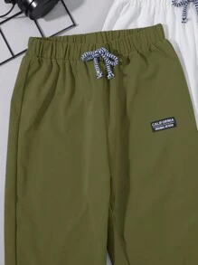 SHEIN 3件套男童纯色慢跑裤 - 軍綠色 - 查看 3