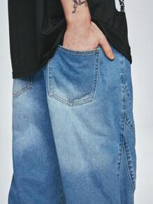 ROMWE MEN Street Life Men's Distressed Pocket Jeans - Blue - View 4