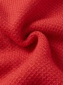 SHEIN LUNE Graphic Pattern Knit Pullover Fall Winter Sweater - Red - View 4
