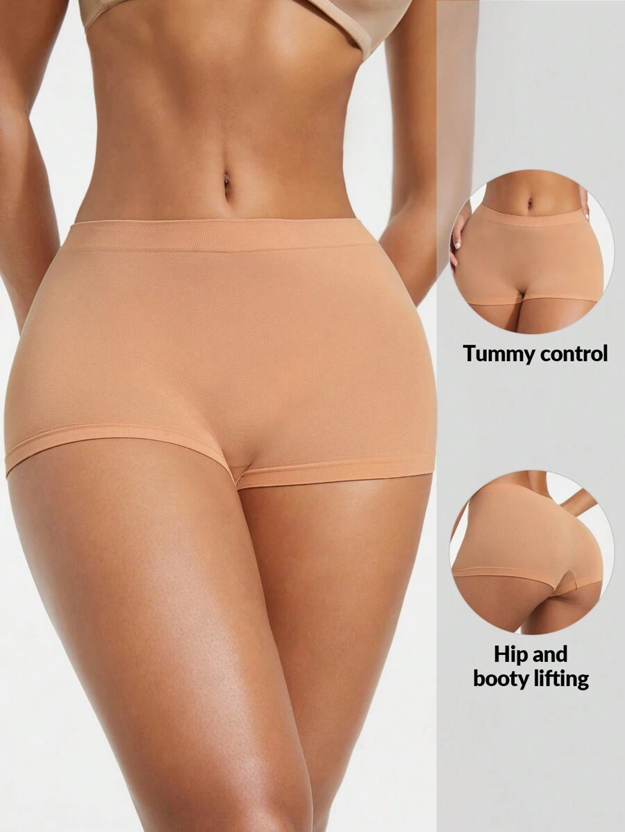 SHAPORA 素色塑形短褲 - 杏色 - 查看 1