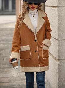 SHEIN LUNE Sang trọng Vá lại áo - Màu Khaki - Xem 5