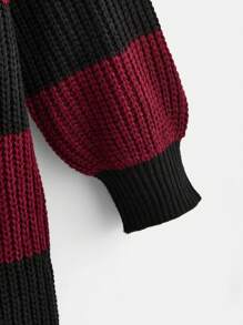 SHEIN Sukienka ciążowa z odkrytymi ramionami i kolorowym blokiem kolorów, na zimę - Wielokolorowe - Zobacz 9