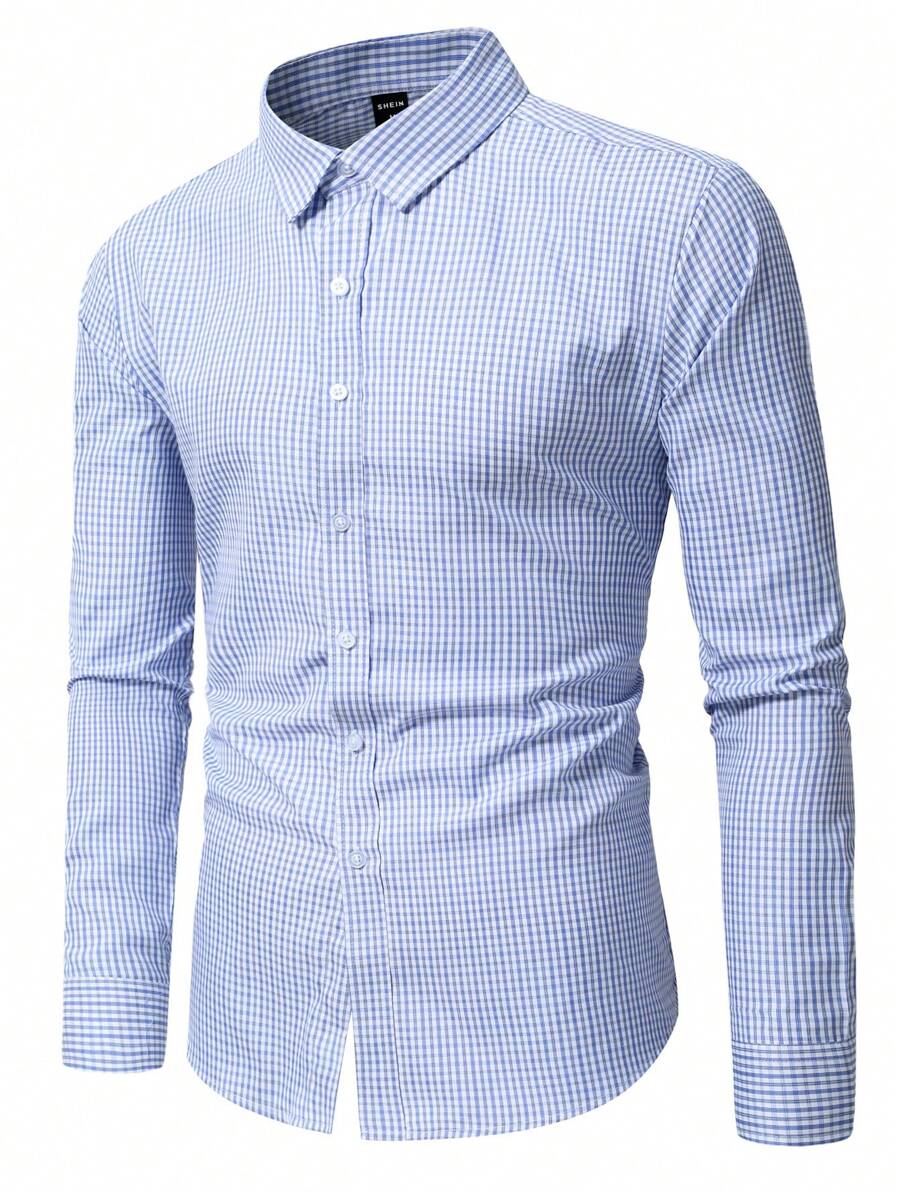 Manfinity Mode 男士格紋長袖襯衫 - 彩色 - 查看 1