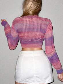 Sweetina Thuốc nhuộm Không gian Áo len Crop - Nhiều màu - Xem 3