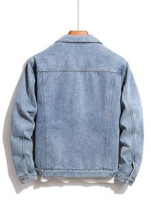 Manfinity Men Flap Pocket Denim Jacket Without Tee - Light Wash - View 2