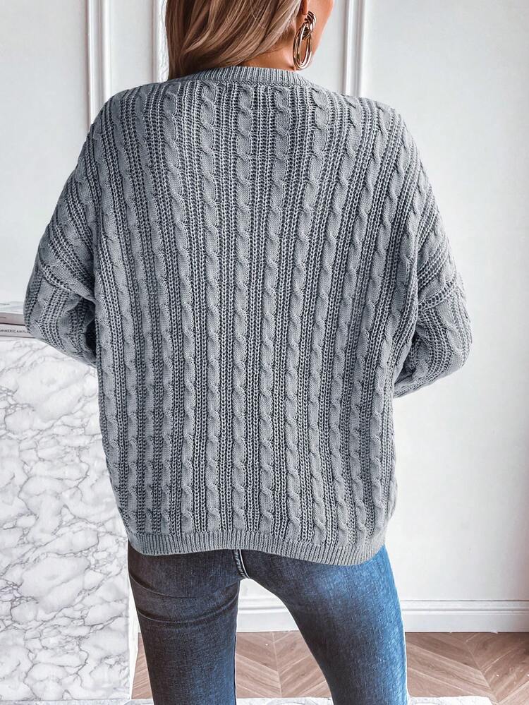Cable Knit Drop Shoulder Knit Pullover Fall Winter Sweater