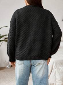 Sunspun Áo len cardigan hở vai họa tiết hoa nổi cỡ lớn, áo len hoa mùa đông cho nữ Áo len cardigan Áo len cardigan nữ Áo len cardigan Áo len cardigandazy Áo len cardigan Áo len mùa thu cho nữ Thu - màu đen - Xem 2