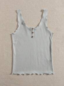 SHEIN Essnce 大碼前紐扣背心上衣 - 淺灰色 - 查看 4