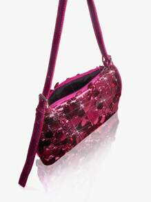 SHEIN SXY 1pc Women's Fashion Beaded Shoulder Bag Valentines - Pink - View 5