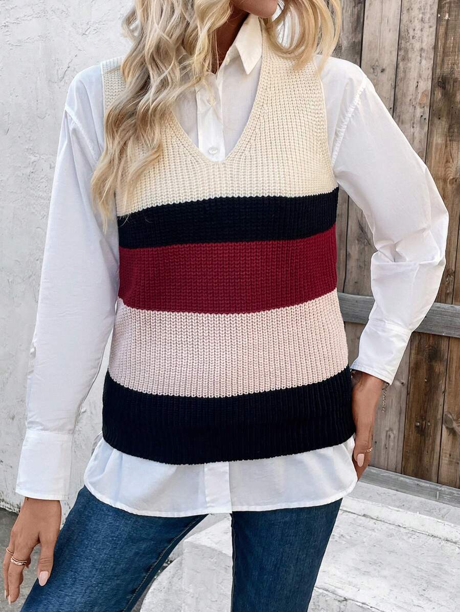 Chiquease Chaleco Suéter Con Bloques De Color (camisa No Incluida) - Multicolor - Ver 1