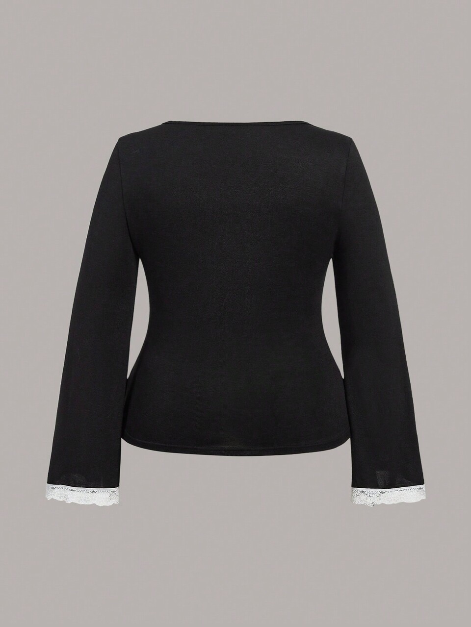 Women's Plus Size Slim Fit Long Sleeve T-shirt With Lace Patchwork