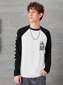 SHEIN Thiếu niên con trai Đồ họa Chữ cái Tay Raglan Áo thun - Nhiều màu - Xem 3