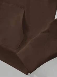 RueChic Men Kangaroo Pocket Drawstring Hoodie - Chocolate Brown - View 3