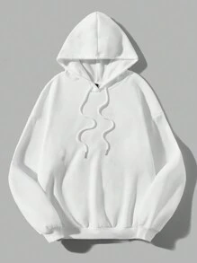 SHEIN EZwear Sudaderas con capucha holgadas forradas térmicas con diseño de cara fantasmal, imprescindibles para mujer en otoño/invierno, de vuelta al colegio, Halloween, tops de manga larga