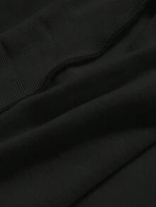 SHEIN EZwear Áo nỉ lót nhiệt cổ tròn in hình rừng cỡ lớn cho nữ - màu đen - Xem 4