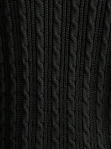 SHEIN LUNE Solid Drop Shoulder Cable Knit Sweater - Black - View 7