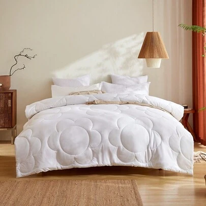 1pc Fluffy & Warm Floral Pattern All-Season Comforter, Cloud-Like Soft Down Alternative Duvet Insert, Suitable For Twin, Full, Queen, King Size Beds, Oeko-Tex Certified