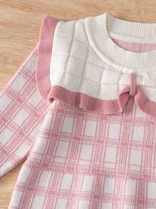 Baby Girls' Plaid Patchwork Collar Sweater Dress - Multicolor - View 3