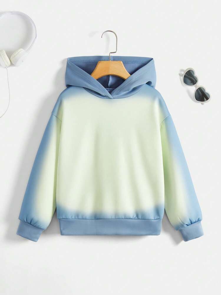 Teen Girl Two Tone Drop Shoulder Hooded Active Sweatshirt