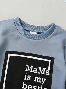 Baby Boy Slogan Graphic Sweatshirt & Sweatpants - Blue - View 7