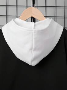 SHEIN Áo khoác nỉ có khóa kéo hai màu, in chữ, dành cho bé trai tuổi teen (không kèm áo thun). - màu đen - Xem 4