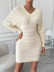 SHEIN LUNE 女士毛衣連衣裙 - 杏色 - 查看 4