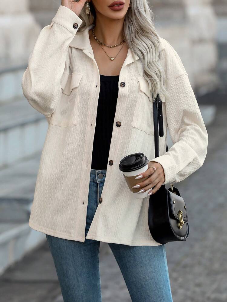 Flap Pocket Button Front Cardigan Jacket