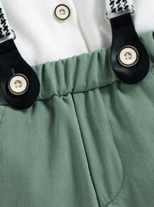 Baby Boy Bow Front Shirt & Suspender Pants - Green - View 4