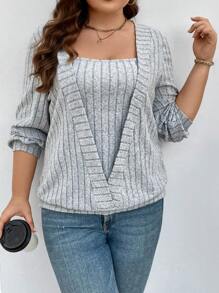 Calvaya 實心加大2合1運動衫 - 灰色 - 查看 1