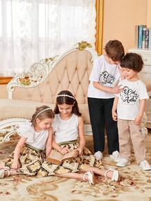 SHEIN Cậu bé Tween Chất rắn Quần chân thẳng - màu đen - Xem 11