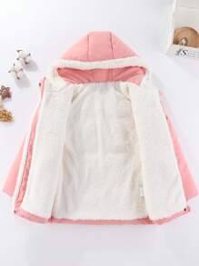 SHEIN Girls' Thickened Mid-length -padded Coat, Winter New Style Student Overcoat For Toddler Girls - Pink - View 4