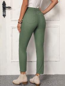 SHEIN LUNE Women's Skinny Jeans - Green - View 2