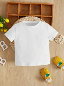 Casual T-shirt met letter- en cartoonprint voor babymeisjes, geschikt voor de zomer