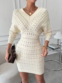 SHEIN LUNE 女士毛衣連衣裙 - 杏色 - 查看 5