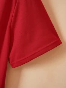 SHEIN Slayr Đồ họa Khẩu hiệu Áo thun - Đỏ - Xem 5