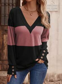 SHEIN LUNE Khối màu Áo thun Thả vai - Nhiều màu - Xem 1