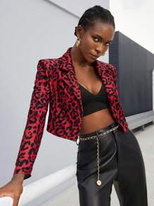 Maija In hoa Báo Crop Blazer - Đỏ - Xem 6