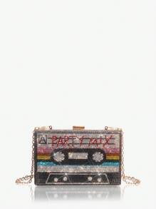 SHEIN SXY Women's Radio Shaped Clutch Bag Decorated With Rhinestones Valentines - Multicolor - View 1