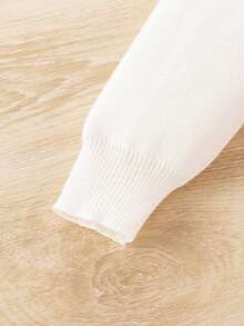 SHEIN Young Girl Two Tone Ruffle Trim Button Front Pleated Hem 2 In 1 Sweater Dress - Red - View 5