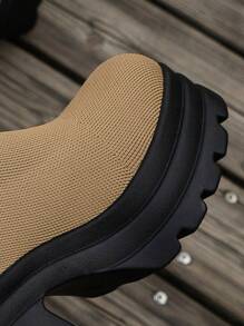 秋冬女式休闲厚底针织过膝长靴时尚高跟弹力袜靴加大码踝靴