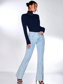 SHEIN BAE High Neck Solid Bodysuit