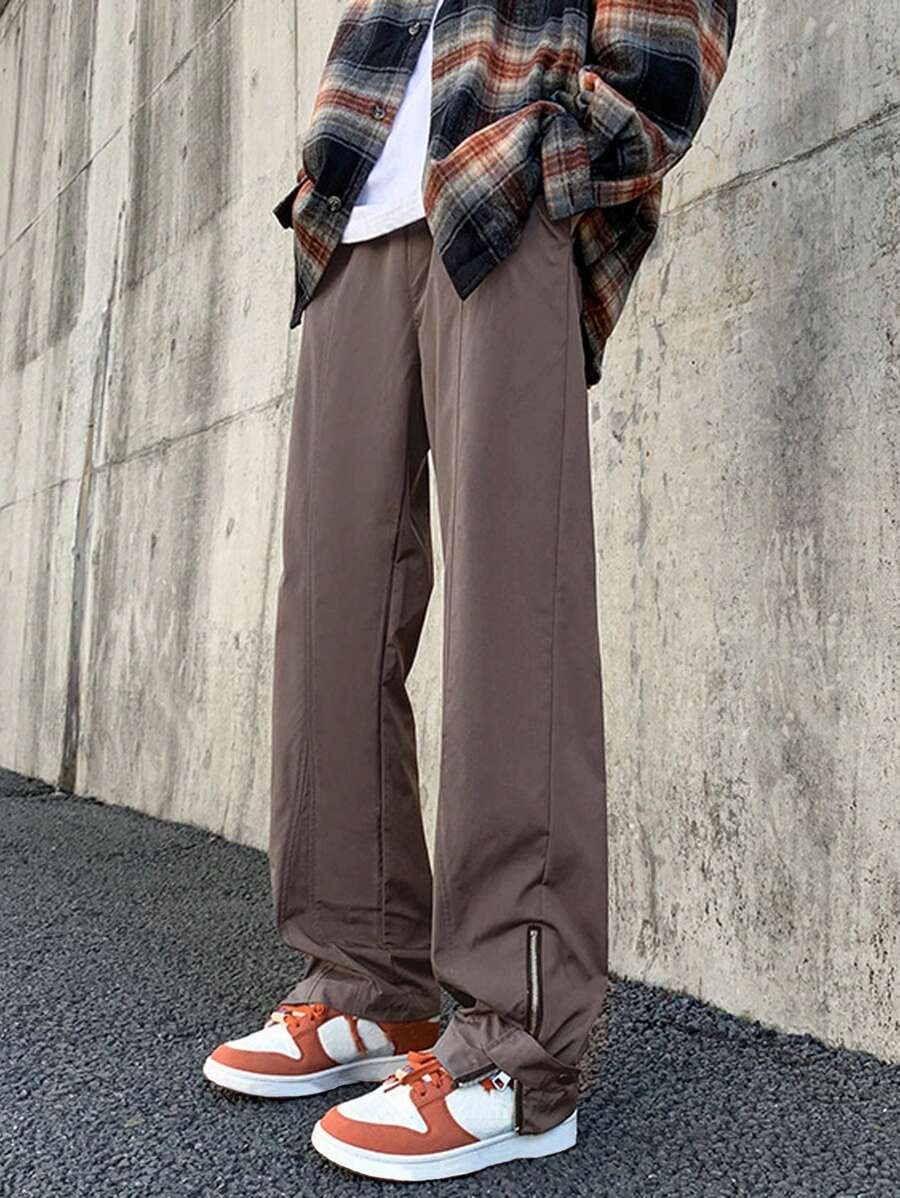 Claim Dot 男士素色斜口袋長褲 - 灰色 - 查看 1